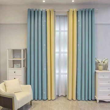 QYFL2302MA 2023 New Arrival Petrel Blue Pink Green Chenille Ready Made Curtains