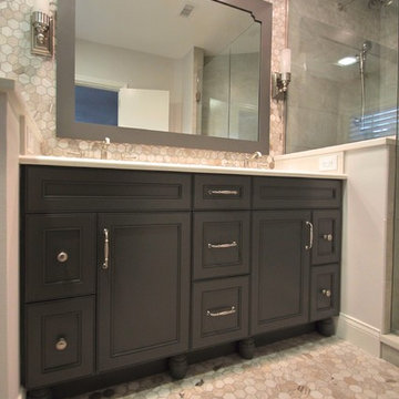 Small Master Bath Remodel with Marble Hex Tile