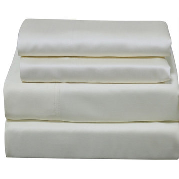 600 TC 100% Bamboo Viscose Soft Sheet Set, Ivory, Split King