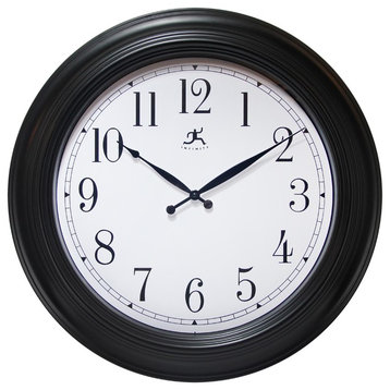24" Round Wall Clock Finish Case, Glass Lens over Hands and Aluminum Hands