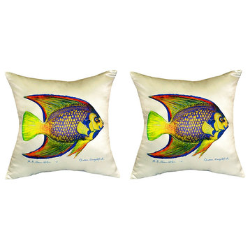 Pair of Betsy Drake Queen Angelfish No Cord Pillows 18 Inch X 18 Inch