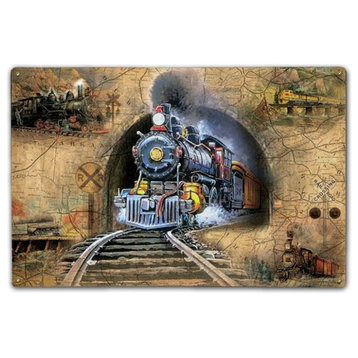 Train Collage Classic Metal Sign
