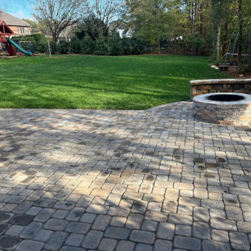 Paver Patio with Stacked Stone Fire Pit — Huntersville, NC
