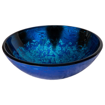 Eden Bath EB_GS63 Vibrant Blue Foil Glass Vessel Sink
