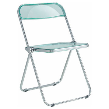 Lawrence Acrylic Folding Chair With Metal Frame, Jade Green