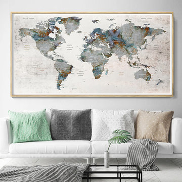 Map office decor, wall art