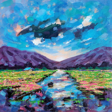 Buy Landscape Painting ‘Sunrise on The Land of Flowers’ at IndianArtIdeas