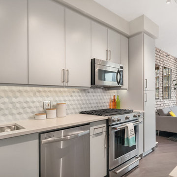 Fun, Contemporary Kitchen & Living Room in River North