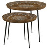 Nuala 2-piece Round Nesting Table With Tripod Tapered Legs Honey and Black