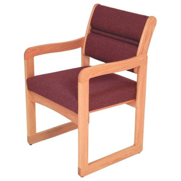 Wooden Mallet Valley Reception Sled Chair in Light Oak and Cabernet Burgundy