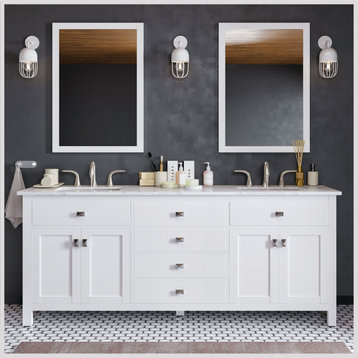 Totti Artemis 72" White Transitional Double Sink Bathroom Vanity
