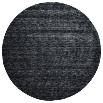 Weave & Wander Celano Contemporary Wool Rug, Black, 8' X 8' Round