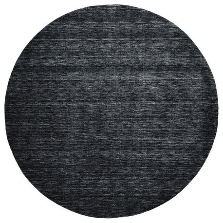Weave & Wander Celano Contemporary Wool Rug, Black, 8'x8' Round