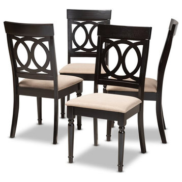 Baxton Studio Lucie Wood Dining Chair in Sand and Espresso - Set of 4