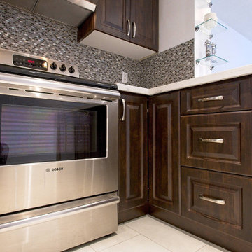 Condo Kitchen with waterfall peninsula