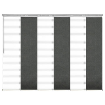 Blanched White-Koala Gray 6-Panel Track Extendable Vertical Blinds 70-130"x94"