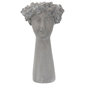 Woman Head Vase, Gray