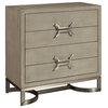 Modern Light Gray Faux Shagreen and Metal Drawer Chest