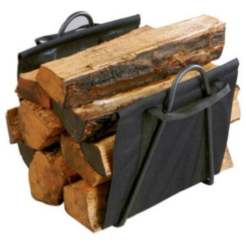 Panacea™ 15216 Fireplace Log Tote with Steel Stand, Black