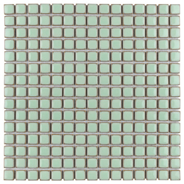 Hudson Edge Porcelain Mosaic Floor and Wall Tile, Light Green