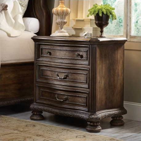 Hooker Furniture Rhapsody 3-Drawer Nightstand in Rustic Walnut