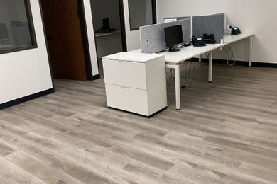 Example of a trendy home office design in Houston
