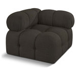 Meridian Furniture - Ames Boucle Fabric Modular Chair, Brown, Corner Chair - Introduce a touch of modern sophistication to your living area with the exquisite Ames Boucle Fabric Corner Chair. With plush brown boucle fabric and unique design, it will elevate the visual appeal of your living space. This elegant and captivating corner chair an be mixed and matched with other pieces from the collection to create an endless array of stunning looks. So, get ready to transform your living area into an inviting and stylish haven with the Ames Boucle Fabric Corner Chair.