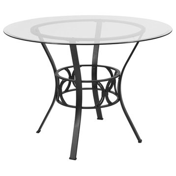 Carlisle 42'' Round Glass Dining Table with Black Metal Frame