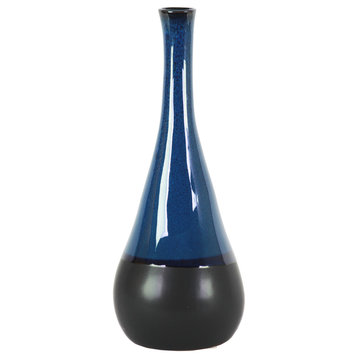 Urban Trends Ceramic Bellied Round Vase With Blue Finish