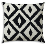 Joita, llc - Aztec Indoor/Outdoor Pillow, Sewn Closure - AZTEC has a modern day twist to a very old pattern. Made of solid black and a creamy off white, this pillow will be sure to make a bold statement in your decor. Constructed with an outdoor rated thread and fabric. Printed pattern on polyester fabric. To maintain the life of the pillow, bring indoors or protect from the elements when not in use. Spot clean, hang to dry. Do not dry clean. One complete pillow with stuffing and sewn closure.