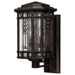 HInkley - Hinkley Tahoe Medium Wall Mount Lantern, Regency Bronze - Tahoe makes a classic Arts & Crafts design statement with panels of clear seedy water glass and copper foil art glass accents.