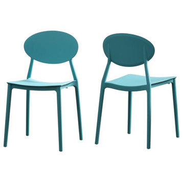 GDF Studio Ali Indoor Plastic Chair, Set of 2, Teal