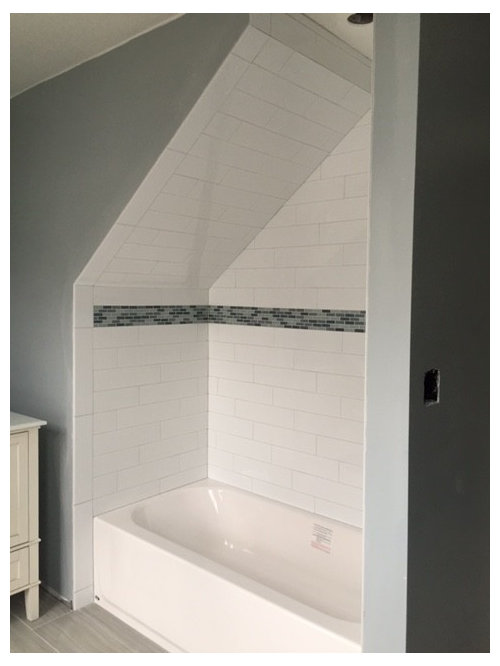 Shower Curtain On Sloped Wall, Installing Shower Curtain Rod Through Tile