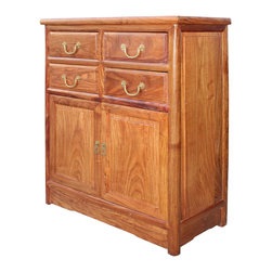 Chinese Brown Huali Rosewood 4 Drawers Side Table Cabinet - Accent Chests And Cabinets