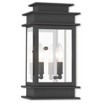 Livex Lighting - Livex Lighting 2014-04 Princeton - 14" Two Light Outdoor Wall Lantern - The Princeton collection is a fresh interpretationPrinceton 14" Two Li Black Clear Glass *UL: Suitable for wet locations Energy Star Qualified: n/a ADA Certified: n/a  *Number of Lights: Lamp: 2-*Wattage:60w Candelabra Base bulb(s) *Bulb Included:No *Bulb Type:Candelabra Base *Finish Type:Black