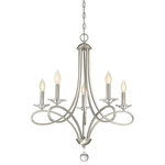 Trade Winds Lighting - Trade Winds Lighting 5-Light Chandelier In Brushed Nickel - This 5-Light Chandelier From Trade Winds Lighting Comes In A Brushed Nickel Finish. It Measures 30" High X 26" Long X 26" Wide. This Light Uses 5 Candelabra Bulb(S).  This light requires 5 , 60W Watt Bulbs (Not Included) UL Certified.