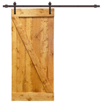 TMS Z Bar Barn Door With Black Sliding Hardware Kit, Colonial Maple, 24"x84"