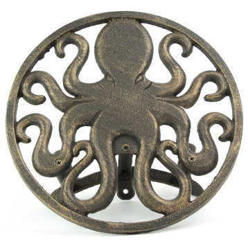 Cast Iron Octopus Wall Mounted Hanging Garden Hose Holder Bronze Finish