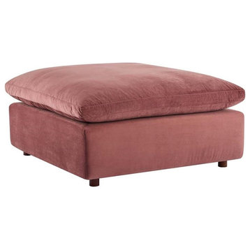 Modway Commix Down Filled Performance Velvet Ottoman in Dusty Rose Pink