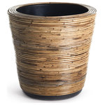 Napa Home & Garden - Wrapped Dry Basket Planter, 16" - This planter features snug rows of rattan in a honey finish, wrapped around a grower's pot. The plastic pots hold water making them ideal for indoor water gardens & fresh flowers.