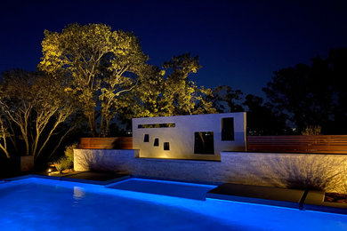 Example of a large minimalist backyard pool design in San Francisco