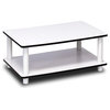 Furinno 11172 Just 2-Tier No Tools Coffee Table, White With White Tube
