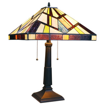 Chloe Lighting Vincent Tiffany-Style 2-Light Mission Table Lamp 16" Shade