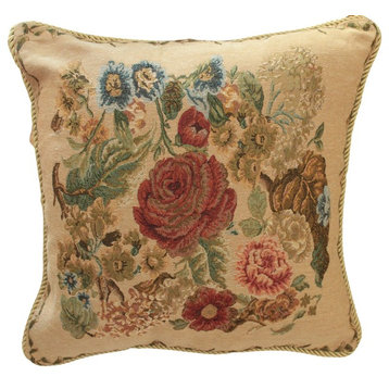Spring Colorful Floral Tapestry Country Rustic Morning Meadow Cushion Cover