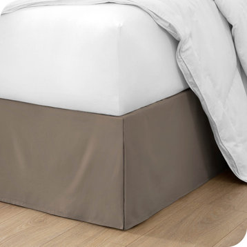 Bare Home Microfiber Bed Skirt , 15" Drop Length, Taupe, Queen