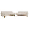 Modway Engage Modern Fabric 2-Piece Sofa Set with Loveseat in Beige