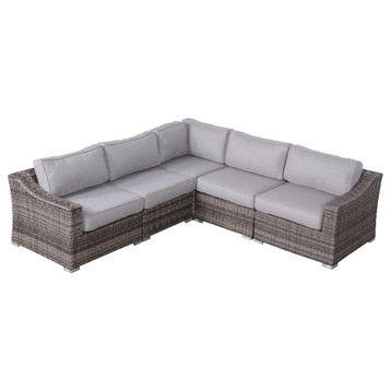 Living Source International Wicker / Rattan 4-Person Seating Group in Gray