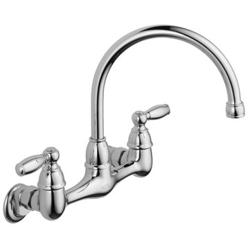 Delta Claymore Two Handle Wall Mounted Kitchen Faucet, Chrome, P299305LF
