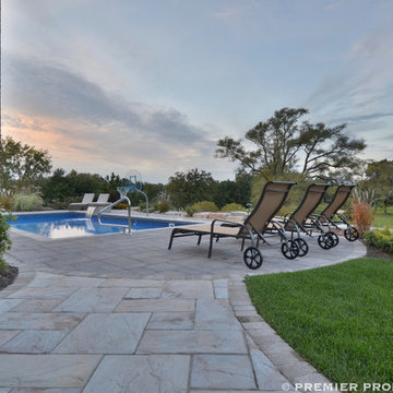 Pool, paver pool deck, custom bar: Outdoor Living in Indiana