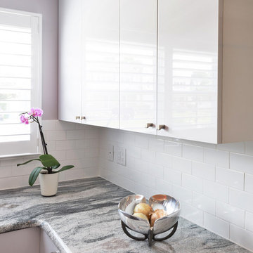 Contemporary Kitchen with white laminate doors